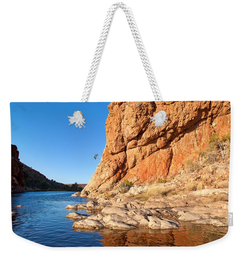 Glen Helen Gorge Outback Landscape Central Australia Water Hole Northern Territory Australian West Mcdonnell Ranges Weekender Tote Bag featuring the photograph Glen Helen Gorge #12 by Bill Robinson