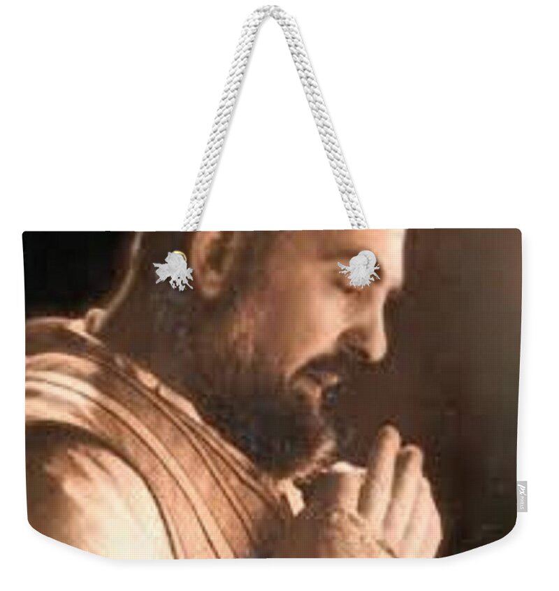 Prayer Weekender Tote Bag featuring the photograph Padre Pio by Matteo TOTARO