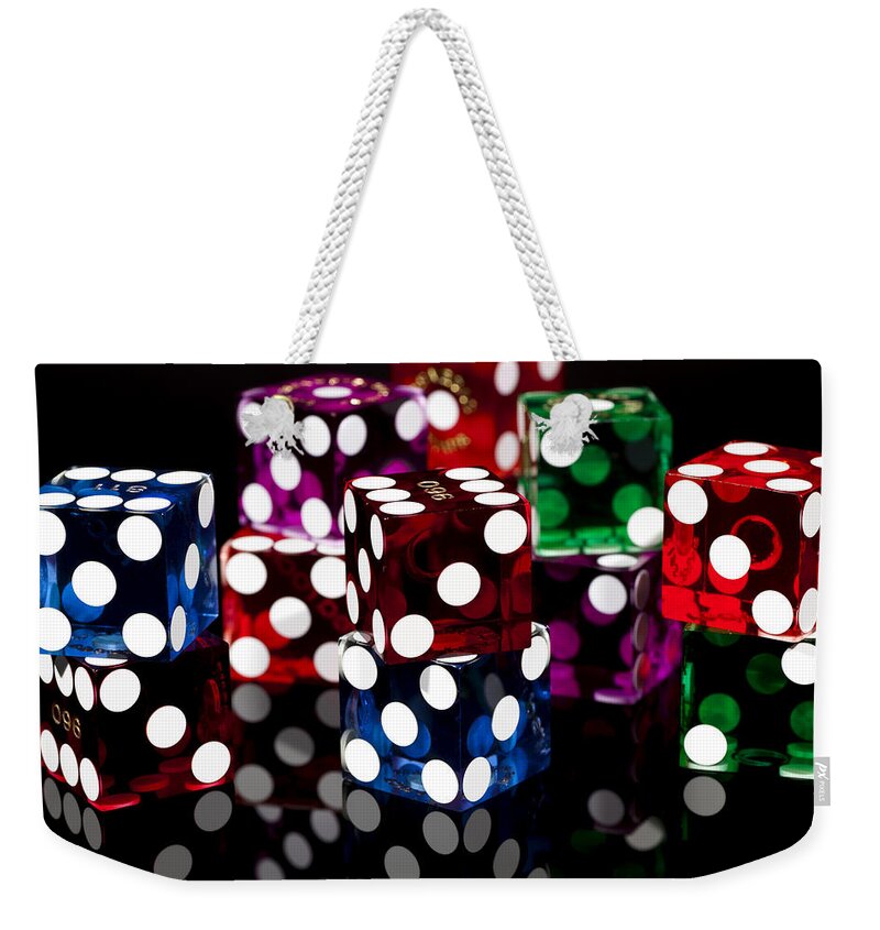 Dice Weekender Tote Bag featuring the photograph Colorful Dice #14 by Raul Rodriguez