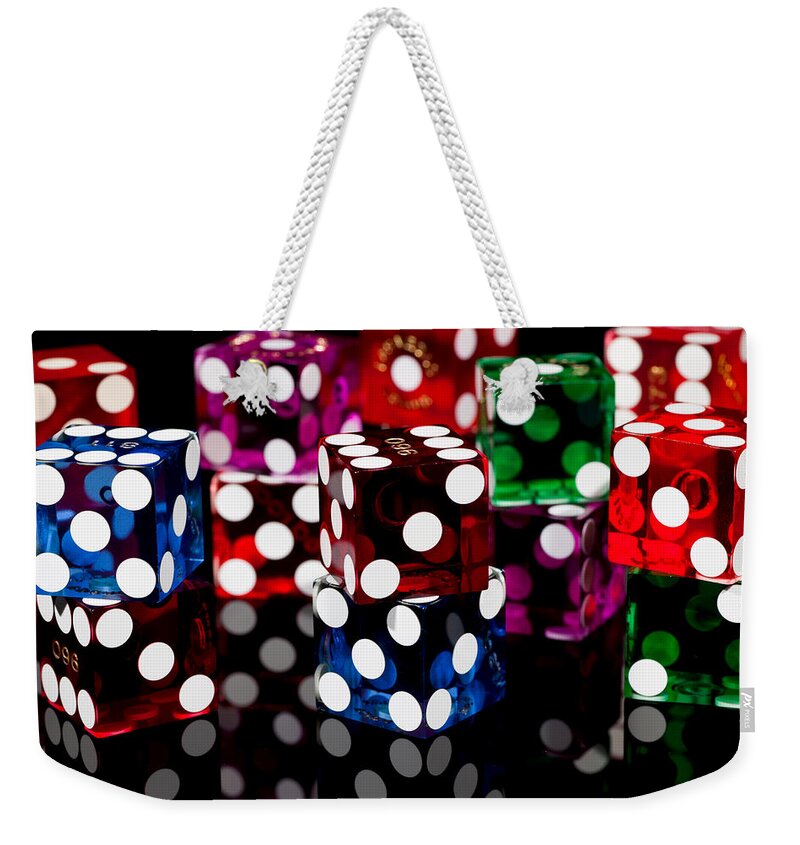 Dice Weekender Tote Bag featuring the photograph Colorful Dice #15 by Raul Rodriguez