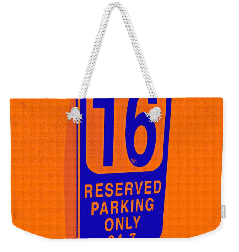 16 Weekender Tote Bag featuring the digital art 16 Orange and Blue by Valerie Reeves