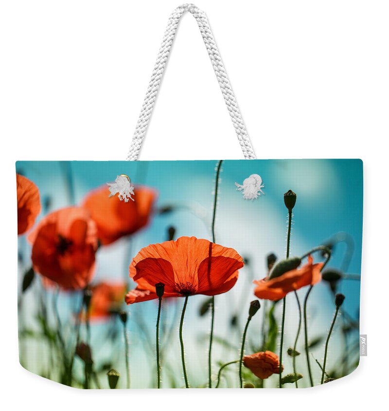 Poppy Weekender Tote Bag featuring the photograph Poppy Meadow by Nailia Schwarz