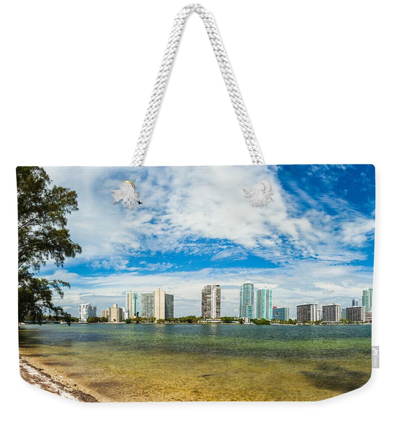 Architecture Weekender Tote Bag featuring the photograph Miami Skyline by Raul Rodriguez
