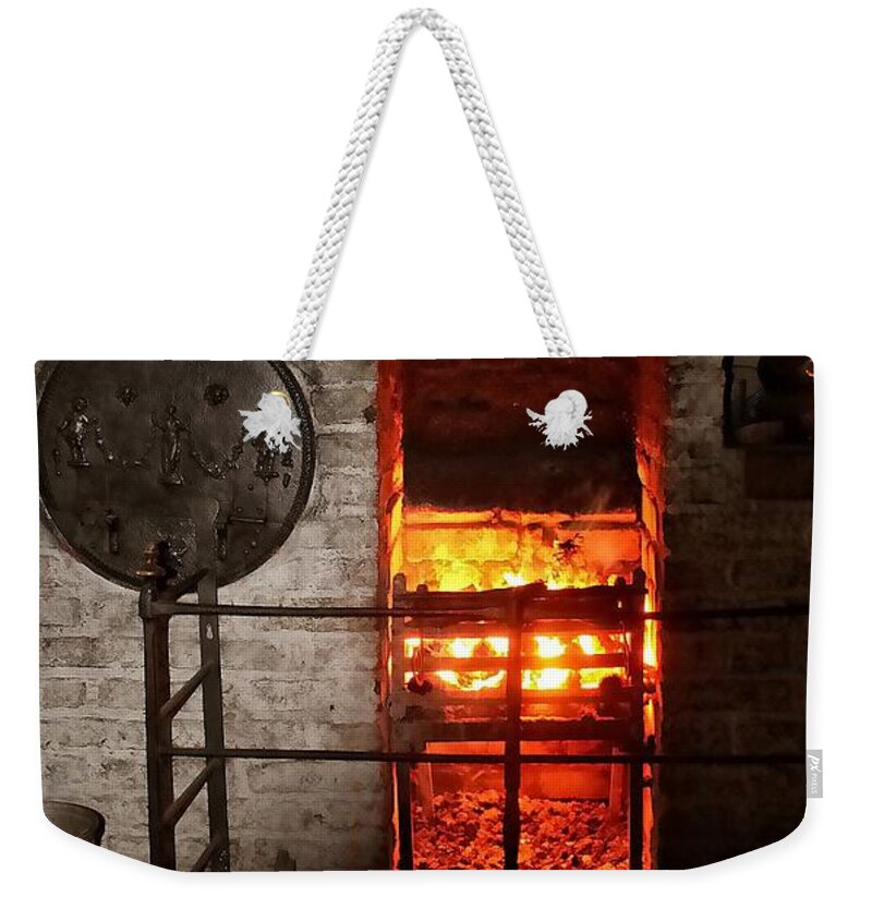 Beamish Weekender Tote Bag featuring the photograph 18th Century Farm House Fire by Doc Braham