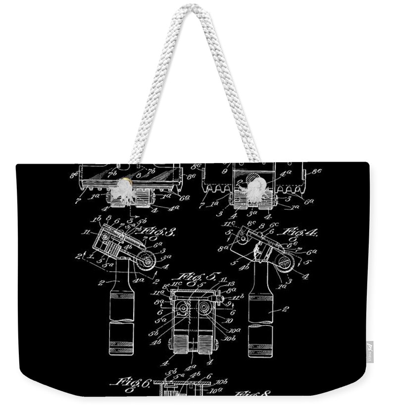 1920 Weekender Tote Bag featuring the digital art 1920 Razor Chance Browning by Lesa Fine