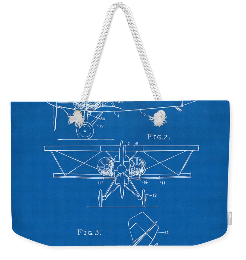 Aircraft Weekender Tote Bag featuring the digital art 1931 Aircraft Emergency Floatation Patent Blueprint by Nikki Marie Smith