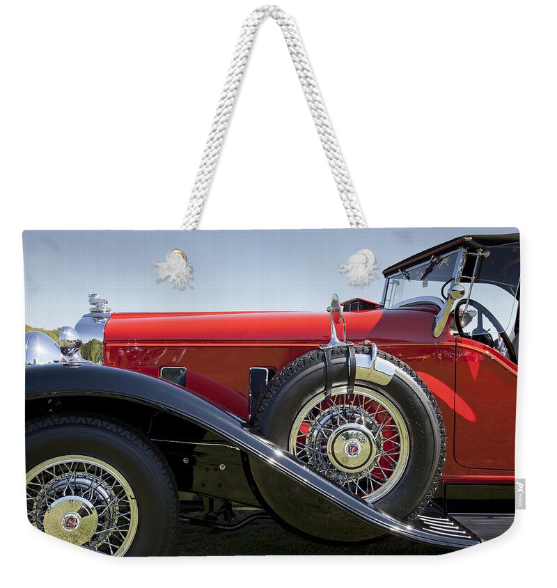 1932 Weekender Tote Bag featuring the photograph 1932 Stutz Bearcat DV32 by Jack R Perry