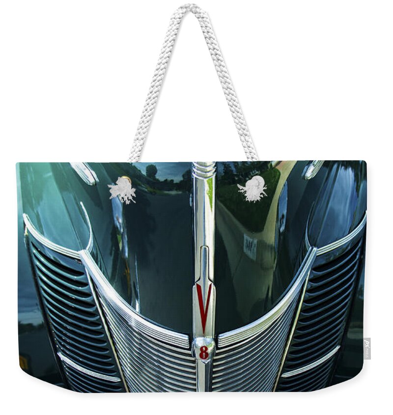 Vintage 1940 Ford Fine Art Photography Photographs Weekender Tote Bag featuring the photograph 1940 Ford Classic Deluxe Two Door Sedan V-8 by Jerry Cowart