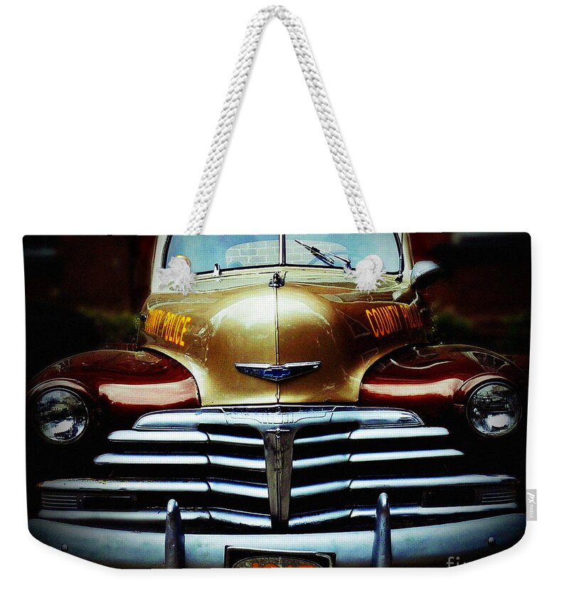 Old Cop Car Weekender Tote Bag featuring the photograph 1947 Was A Very Good Year by Patricia Greer