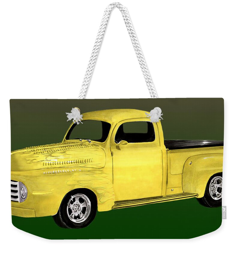 1948 Ford Pick Up Truck Weekender Tote Bag featuring the painting 1948 Custom Ford Pick Up by Jack Pumphrey