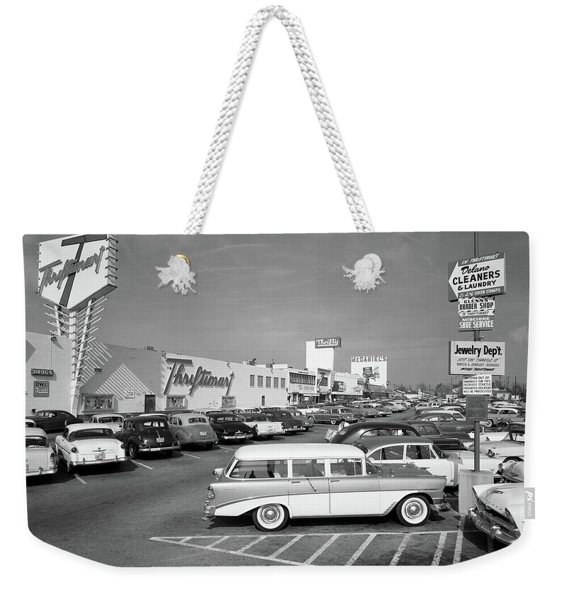 1950s Shopping Center Parking Lot Weekender Tote Bag