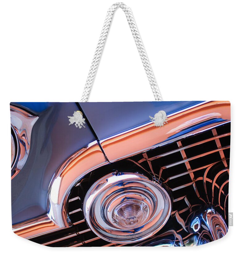 1954 Cadillac Grille Weekender Tote Bag featuring the photograph 1954 Cadillac Grille by Jill Reger