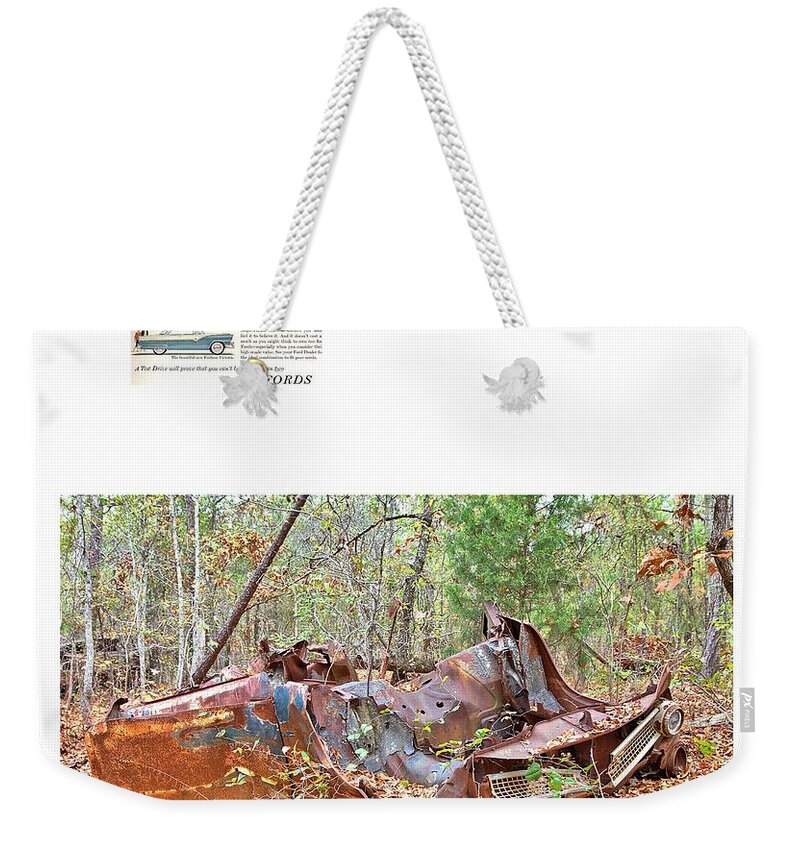 3410 Weekender Tote Bag featuring the photograph 1955 Ford Fairlane Victoria by Gordon Elwell