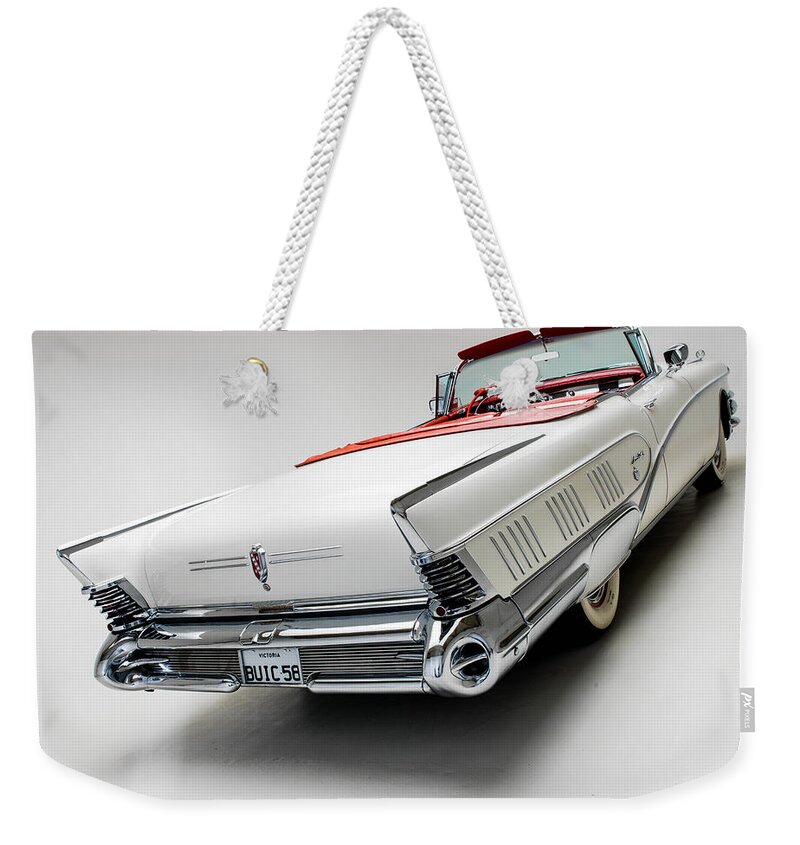 Car Weekender Tote Bag featuring the photograph 1958 Buick Limited Convertible by Gianfranco Weiss