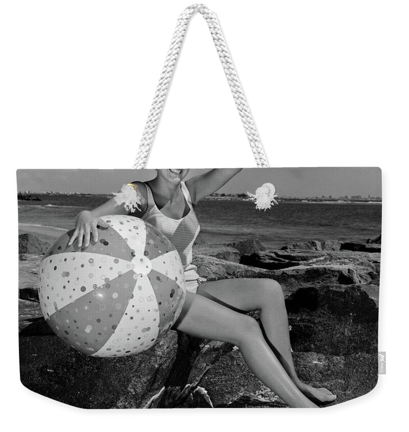 Photography Weekender Tote Bag featuring the photograph 1960s Smiling Blond Teenage Girl by Vintage Images