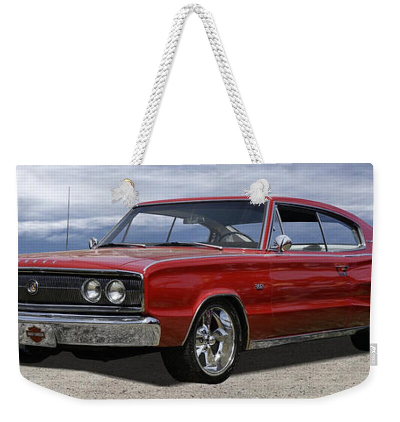 1966 Dodge Charger Weekender Tote Bag featuring the photograph 1966 Dodge Charger by Mike McGlothlen
