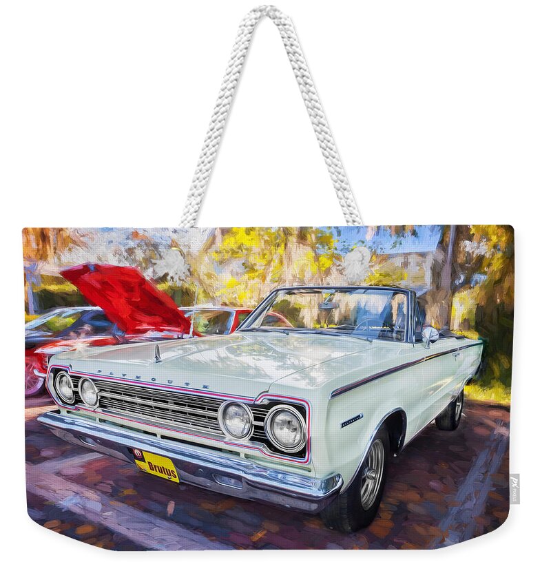 1967 Plymouth Weekender Tote Bag featuring the photograph 1967 Plymouth Belevedere 2 Convertible Painted by Rich Franco