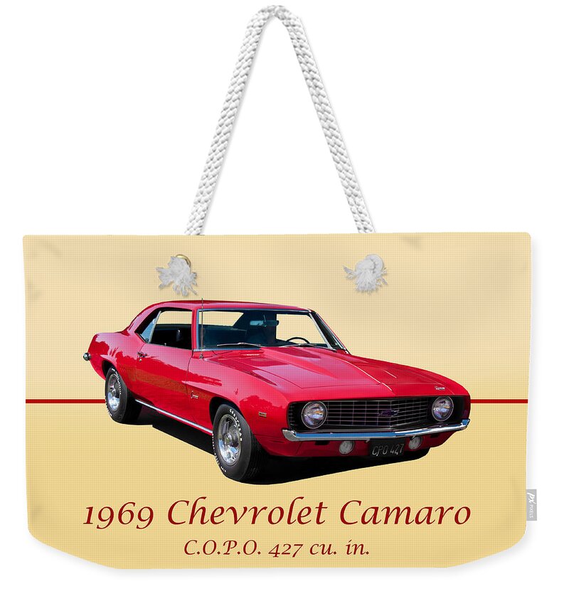 Alloy Weekender Tote Bag featuring the photograph 1969 Camaro 427 COPO by Dave Koontz