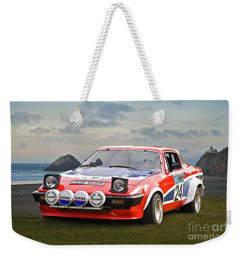 Auto Weekender Tote Bag featuring the photograph 1976 Triumph TR7 V8 Rally Car by Dave Koontz