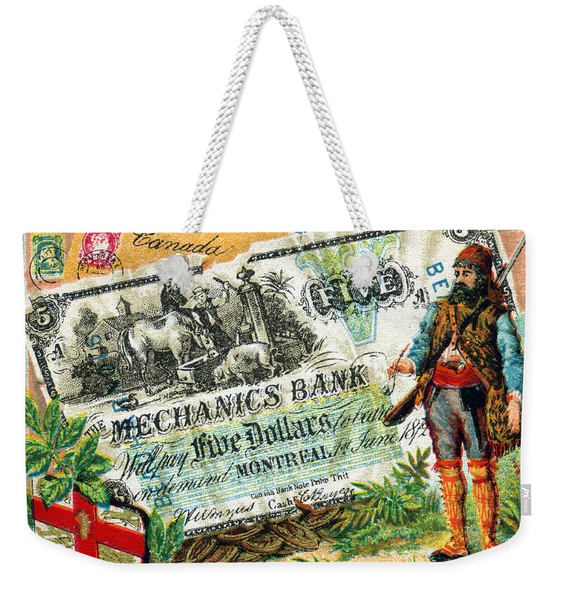 Old Montreal Weekender Tote Bag featuring the painting 19th C. Commerce and Culture of Montreal Canada by Historic Image