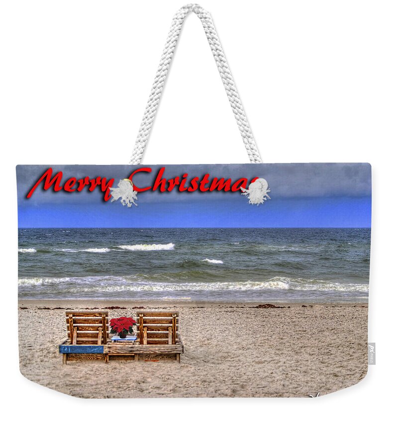 Christmas Weekender Tote Bag featuring the digital art 2 Chairs waiting by Michael Thomas