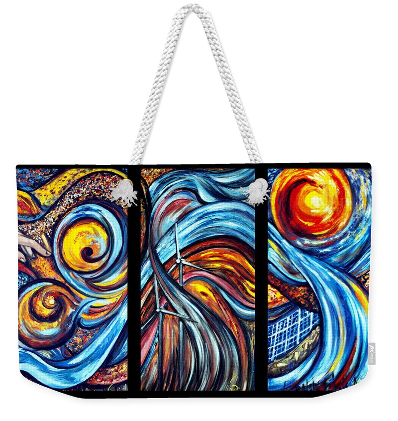 Abstract Weekender Tote Bag featuring the painting A Ray of Hope #2 by Harsh Malik