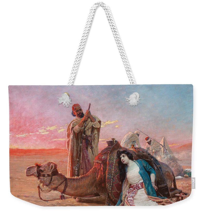 Rest Weekender Tote Bag featuring the painting A Rest in the Desert by Otto Pilny