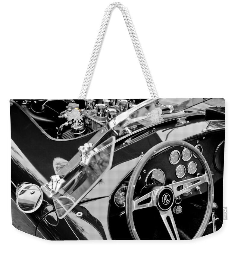Ac Shelby Cobra Engine - Steering Wheel Weekender Tote Bag featuring the photograph AC Shelby Cobra Engine - Steering Wheel by Jill Reger