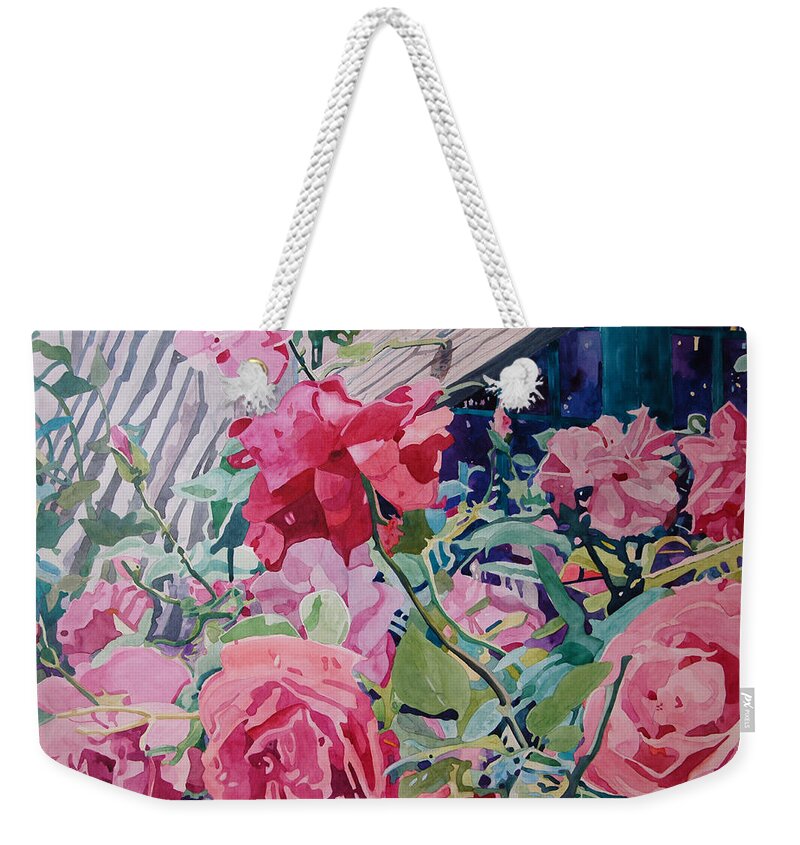 Roses Weekender Tote Bag featuring the painting American Beauty #2 by Terry Holliday