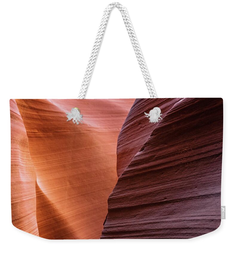 Curve Weekender Tote Bag featuring the photograph Antelope Canyon Spiral Rock Arches #2 by Deimagine