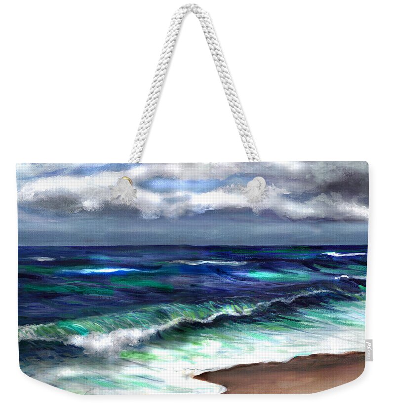 Atlantic Weekender Tote Bag featuring the painting Atlantic #2 by Clara Sue Beym