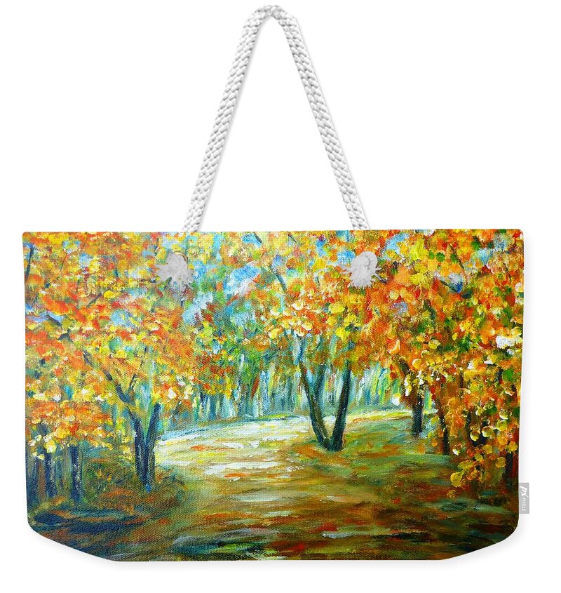 Autumn Weekender Tote Bag featuring the painting Autumn #3 by Cristina Stefan