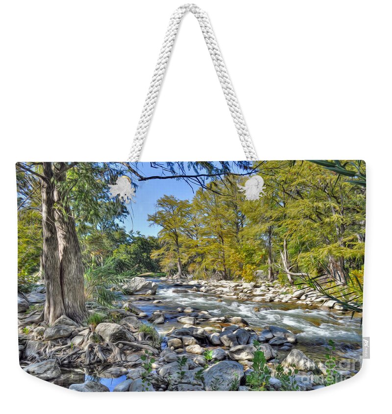River Weekender Tote Bag featuring the photograph Guadalupe River #6 by Savannah Gibbs
