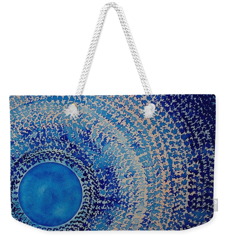 Blue Kachina Weekender Tote Bag featuring the painting Blue Kachina original painting by Sol Luckman