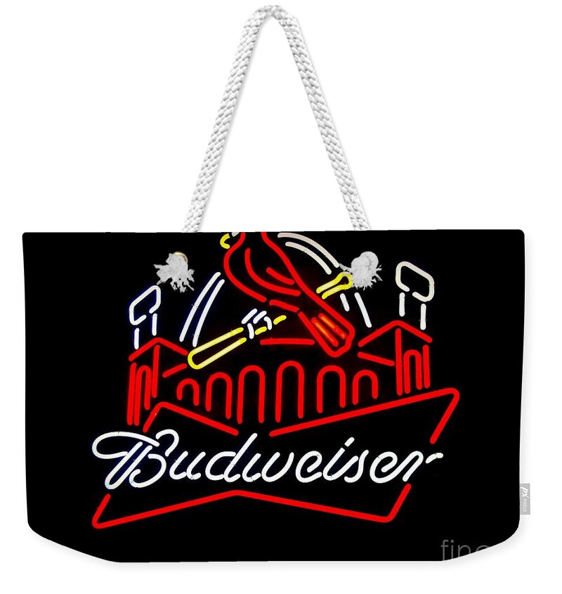  Weekender Tote Bag featuring the photograph Budweiser and the Cards by Kelly Awad