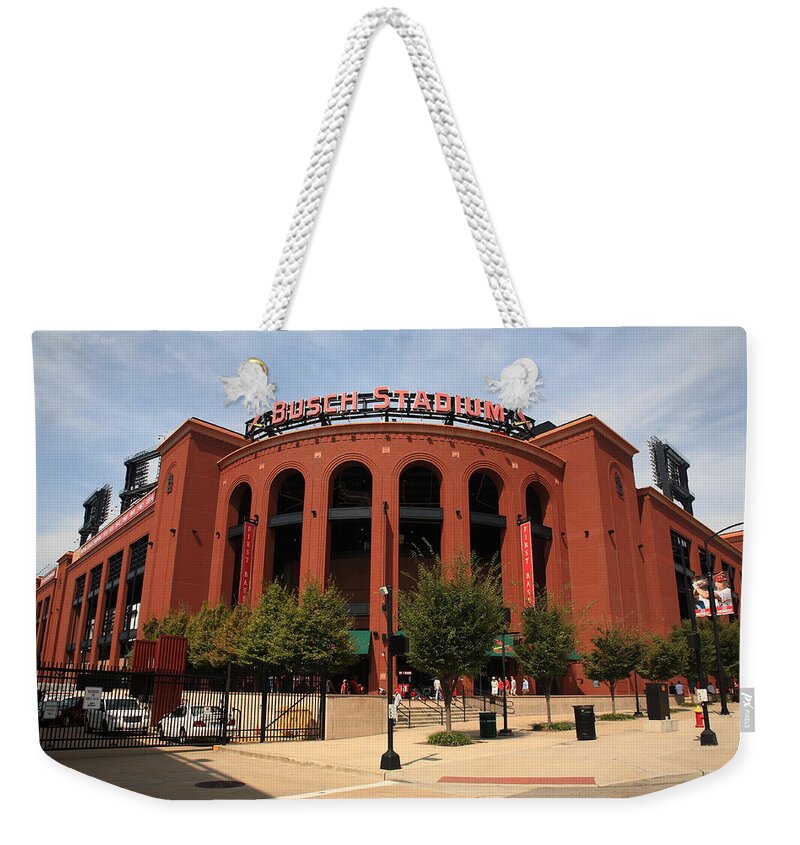 America Weekender Tote Bag featuring the photograph Busch Stadium - St. Louis Cardinals #8 by Frank Romeo