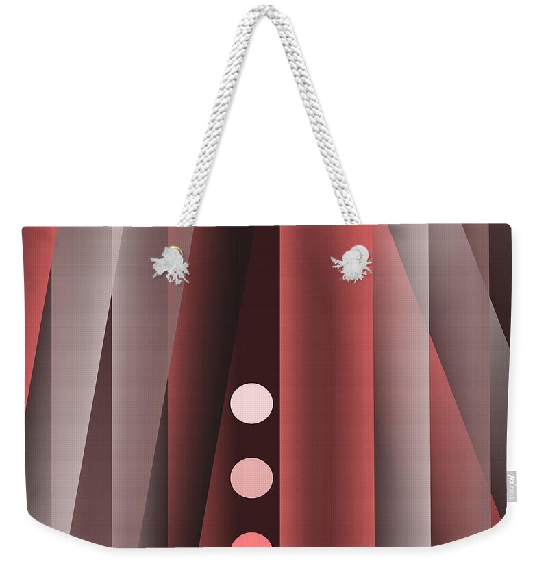 Stripes Weekender Tote Bag featuring the digital art Buttons and Stripes 2 by Mary Bedy