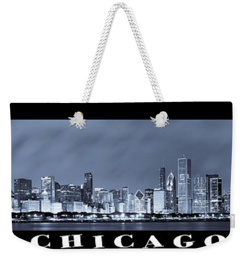 Chicago Skyline Weekender Tote Bag featuring the photograph Chicago Skyline at Night #1 by Sebastian Musial