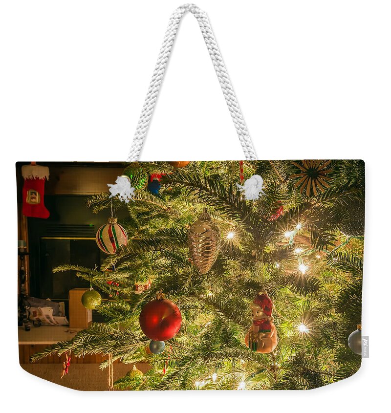 Artificial Weekender Tote Bag featuring the photograph Christmas Tree Ornaments #2 by Alex Grichenko