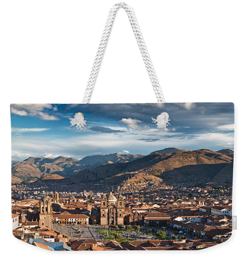 Above Weekender Tote Bag featuring the photograph City of Cuzco #2 by U Schade