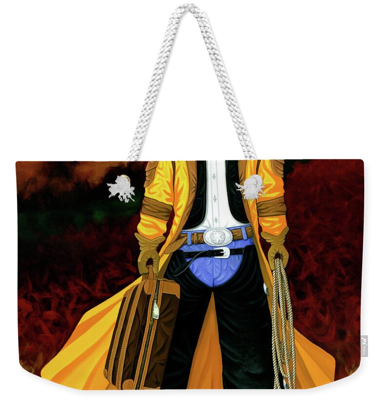 Bonnie And Clyde Weekender Tote Bag featuring the painting Clyde by Lance Headlee