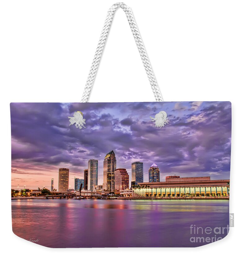 Davis Island Weekender Tote Bag featuring the photograph Colorful Night Lights #2 by Sue Karski