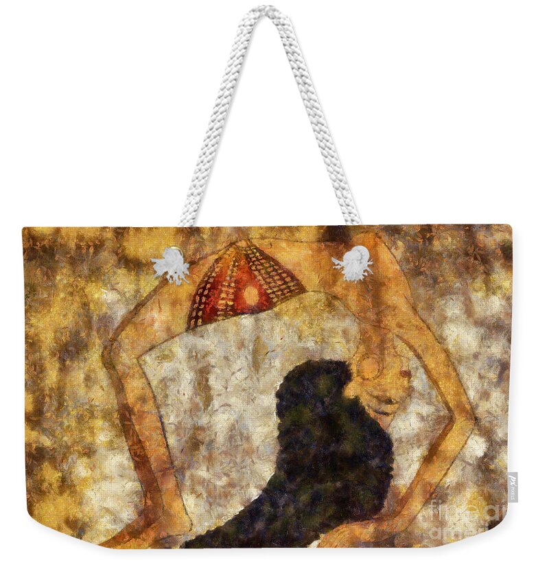 Dancer Weekender Tote Bag featuring the mixed media dancer of ancient Egypt #2 by Michal Boubin