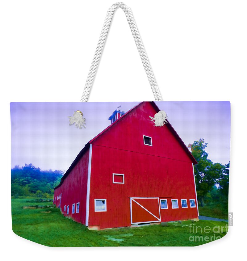 New England Weekender Tote Bag featuring the photograph Digitally enhanced red barn. #2 by Don Landwehrle