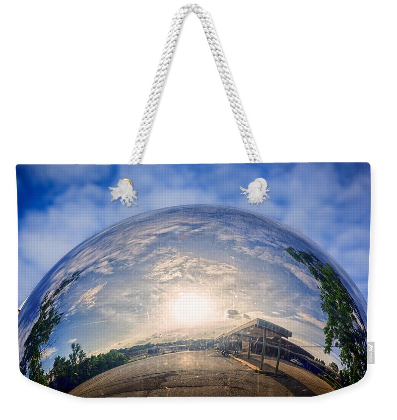 Traffic Weekender Tote Bag featuring the photograph Distorted Reflection #2 by Sennie Pierson