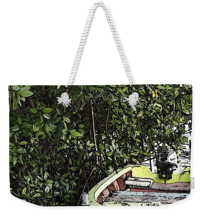 Mangrove Weekender Tote Bag featuring the photograph Docked by the Mangrove Trees #2 by Lilliana Mendez