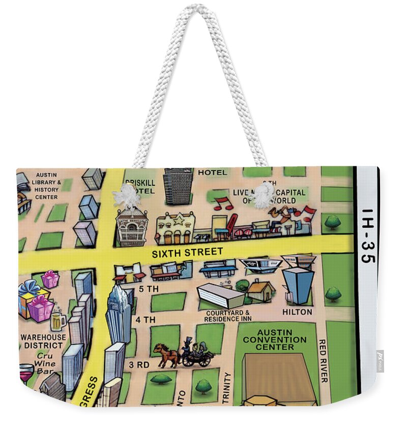 Austin Weekender Tote Bag featuring the digital art Downtown Austin Texas #2 by Kevin Middleton