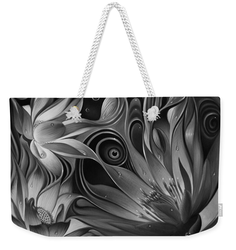 Lotus Weekender Tote Bag featuring the painting Dynamic Floral Fantasy by Ricardo Chavez-Mendez