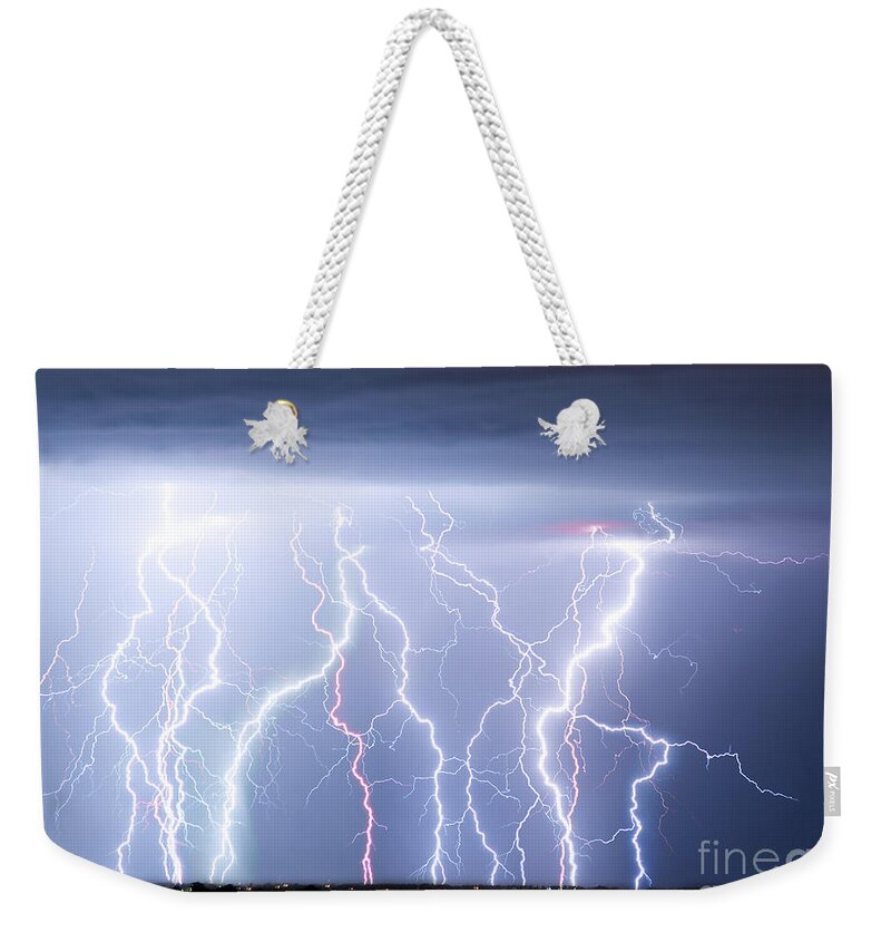 Lightning Weekender Tote Bag featuring the photograph Electric Skies #1 by James BO Insogna