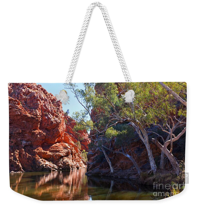 Ellery Creek Outback Landscape Central Australia Water Hole Northern Territory Australian West Mcdonnell Ranges Weekender Tote Bag featuring the photograph Ellery Creek #3 by Bill Robinson